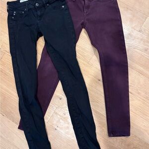 Dl1961 Burgundy Skinny Jeans & AG black jeans. Size 25
